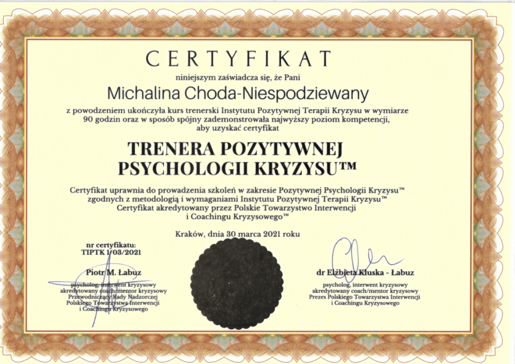 Trener IPTK Michalina Choda Niespodziewany